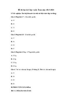 Đề thi học kì 1 môn Toán 2 năm 2023 - 2024 sách Cánh diều | đề 4