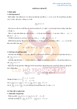 Bài giảng lý thuyết Giới hạn - Đạo hàm | Đại học Bách khoa Hà Nội