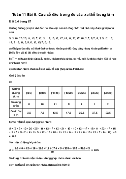 Toán 11 Bài 9: Các số đặc trưng đo các xu thế trung tâm - Sách Kết Nối Tri Thức