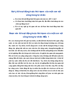 Đoạn văn tả hoạt động hoặc thói quen của một con vật sống trong tự nhiên | Tập làm văn 4