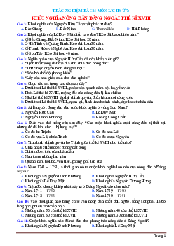 Trắc nghiệm bài 24 Lịch Sử 7: Khởi nghĩa nông dân đàng ngoài thế kỷ 18