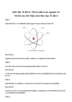 Hoá học 10 Bài 2: Thành phần của nguyên tử - Chân Trời Sáng Tạo