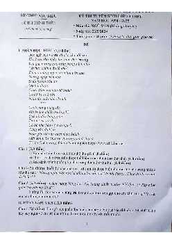Đề thi tuyển sinh vào 10 môn Ngữ Văn của Sở GD&ĐT Bạc Liêu năm học 2024 - 2025