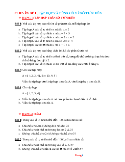 Chuyên đề bồi dưỡng HSG Toán 6: Tập hợp và cũng cố về số tự nhiên