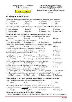 Đề thi học kỳ 2 Tiếng Anh 8 (CT 10 năm) năm học 2020-2021 phòng GD Ninh Hòa có đáp án