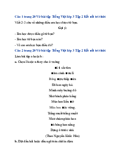Giải VBT Tiếng Việt lớp 3 Bài 9: Lời kêu gọi toàn dân tập thể dục | Kết nối tri thức