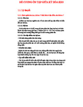 ĐỀ CƯƠNG ÔN TẬP GIỮA KỲ HÓA KEO - MÔN HÓA HỌC 101