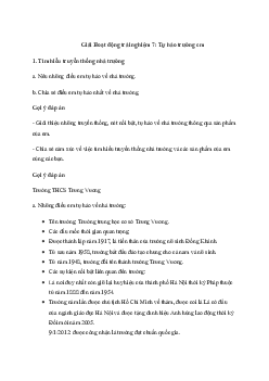 Giải Hoạt động trải nghiệm hướng nghiệp 7: Tự hào trường em | Cánh diều