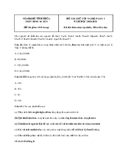 Đề thi thử THPT Quốc gia năm 2020-2021 môn Hóa học trường THPT Bình Xuyên, Vĩnh Phúc (có đáp án)