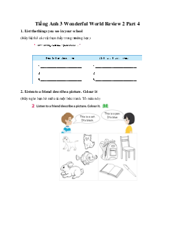 Tiếng Anh 3 Wonderful World Review 2 Part 4