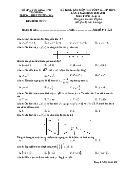 Đề thi thử Toán tốt nghiệp THPT 2021 lần 1 trường Triệu Sơn 3 – Thanh Hóa