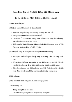 Giải Địa lí 6 Bài 16: Nhiệt độ không khí. Mây và mưa | Kết nối tri thức