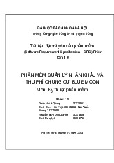 Tài liệu Đặc tả Yêu cầu Phần mềm Quản lý Nhân khẩu và Thu phí Chung cư Blue Moon | Môn Kỹ thuật phần mềm - Đại học Bách Khoa Hà Nội
