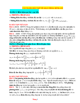 Các Dạng Bài Tập Về Giao Thoa Sóng Cơ Vật Lí 11 Giải Chi Tiết