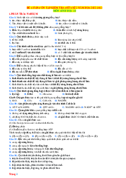 Đề cương ôn tập giữa học kỳ 2 môn Sinh 10 năm 2022-2023