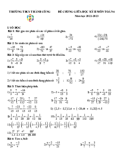 Đề cương giữa kỳ 2 Toán 6 năm 2022 – 2023 trường THCS Thành Công – Hà Nội