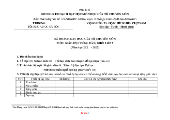 Kế hoạch dạy học môn GDCD lớp 7