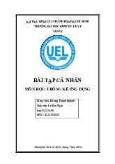 Bài tập thống kê ứng dụng | Trường Đại học Kinh tế – Luật, Đại học Quốc gia Thành phố Hồ Chí Minh