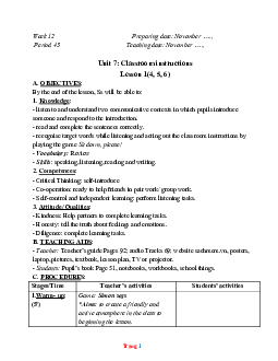 Giáo án Tiếng Anh 3 global success tuần 12