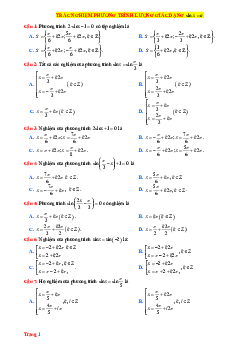 Trắc nghiệm phương trình lượng giác cơ bản dạng sinx= a (có đáp án)