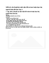 Viết bài văn thuật lại một việc tốt mà em hoặc bạn bè, người thân đã làm lớp 4 - Tiếng việt 4