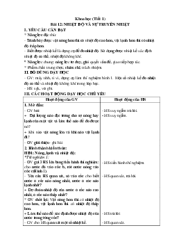 Giáo án Khoa học lớp 4 Bài 12 | Kết nối tri thức