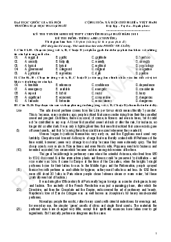 Đề thi Tuyển sinh vào lớp 10 THPT Chuyên Ngoại ngữ môn Tiếng Anh (chuyên) năm 2012