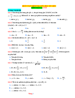 Đề thi giữa học kỳ 1 Toán 11 Chân trời sáng tạo - Đề 3 (có đáp án)