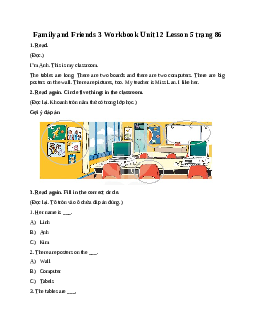 Family and Friends 3 Workbook Unit 12 Those are our computers Lesson 5 trang 86