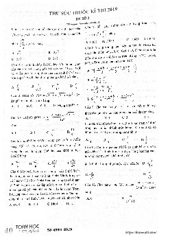 Đề thử sức trước kỳ thi THPT Quốc gia 2019 môn Toán – Toán Học Tuổi Trẻ (Đề số 2)