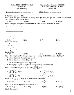 Đề thi giữa kì 2 Toán 8 năm 2023 – 2024 trường THCS&THPT Vàm Đình – Cà Mau