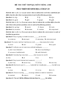 Đề thi thử THPT Quốc Gia 2023 môn Tiếng Anh - Đề 10 (có đáp án)
