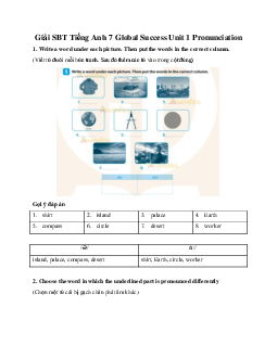 Giải SBT Tiếng Anh 7 Global Success Unit 1 Pronunciation