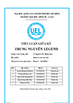 Tiểu luận giữa kỳ: Trung Nguyên Legend