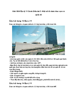 Giải SGK Địa lý 11 Cánh Diều bài 3: Một số tổ chức khu vực và quốc tế