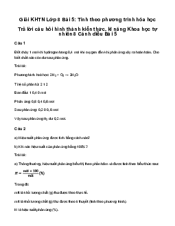 Giải KHTN 8 Bài 5: Tính theo phương trình hóa học | Cánh diều