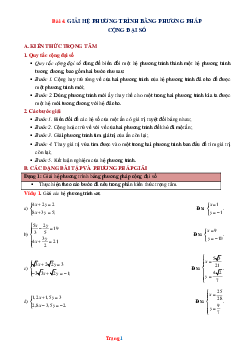 Phương pháp giải toán 9 giải hệ phương trình bằng phương pháp cộng đại số (có đáp án và lời giải chi tiết)