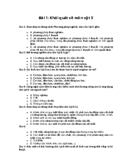 Trắc nghiệm Vật lí 10 Bài 1: Khái quát về môn vật lí | Chân trời sáng tạo