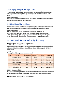 Giải SGK Tin học 7 Bài 2: Làm quen với trang tính| Cánh diều