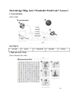 Giải SBT Tiếng Anh 3 Wonderful World Unit 7 My Favourite Sport Lesson 1