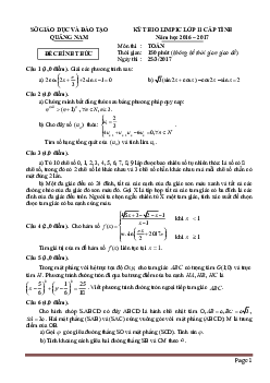 Đề thi Olimpic Toán 11 Tỉnh Quảng Nam 2016-2017 (có đáp án)