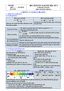 Đề cương ôn tập giữa học kì 1 môn Hóa học 11 sách Cánh diều