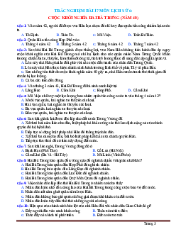 Trắc nghiệm Sử 6 Bài 17: Cuộc khởi nghĩa Hai Bà Trưng-năm 40 (có đáp án)