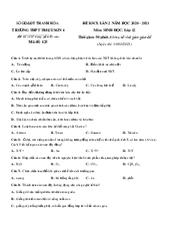 Đề thi thử THPT Quốc gia 2021 môn Sinh trường Triệu Sơn 4 lần 2 có đáp án