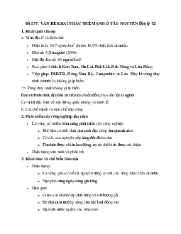 Địa Lý 12 bài 37: Vấn đề khai thác thế mạnh ở Tây Nguyên