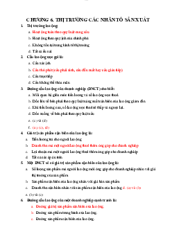 Bài tập Chương 6: Thị trường các nhân tố sản xuất môn Triết học Mác -Lênin ( có đáp án) | Đại học Thăng Long