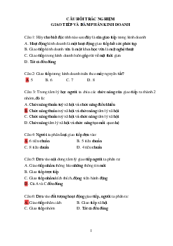 Đề cương ông tập Giao tiếp và Đàm phán kinh doanh 01 | Học viện Nông nghiệp Việt Nam