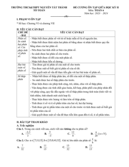 Đề cương giữa kỳ 2 Toán 6 năm 2023 – 2024 trường Nguyễn Tất Thành – Hà Nội
