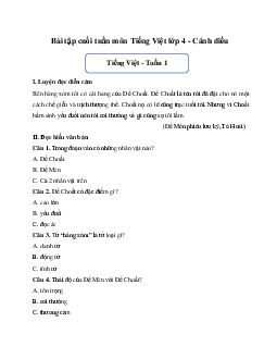 Giải Bài tập cuối tuần lớp 4 môn Tiếng Việt Học kì 1 | Cánh diều