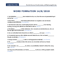 Word Formation